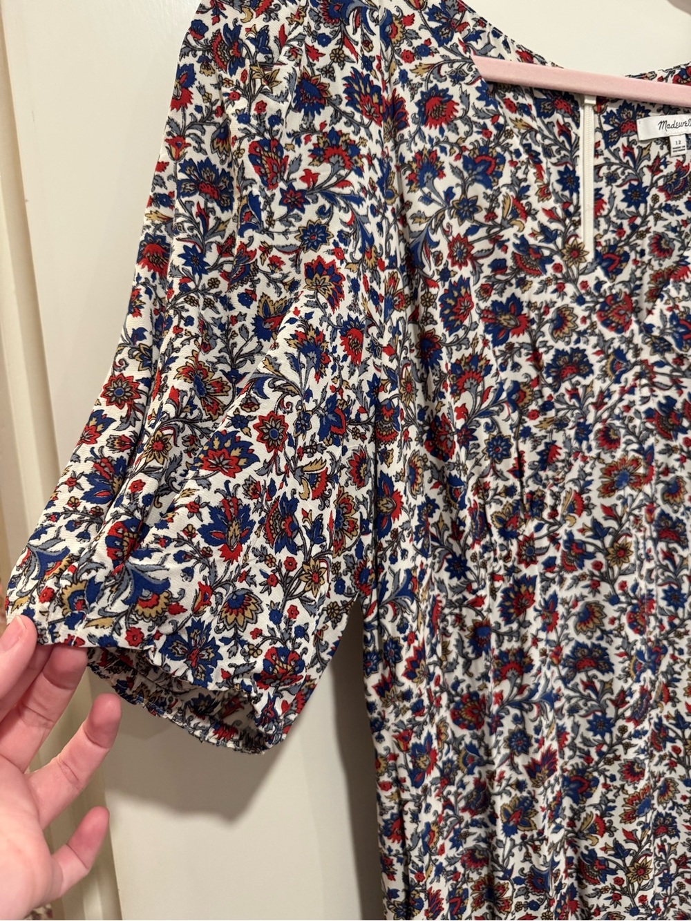 Madewell Floral Maxi Dress in Red, Blue and Cream - Picture 4 of 7